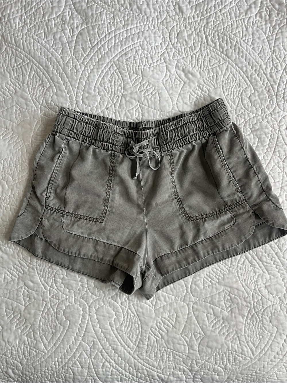 Express Olive-Grey Athletic Shorts with Drawstring